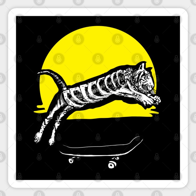 Skeleton Tiger Skateboarding Magnet by DeathAnarchy